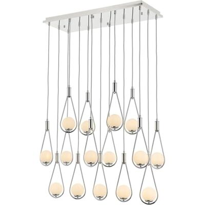 Opviq Elegant Chrome Chandelier, 115 cm Height, 85 cm Width, 35 cm Depth Metal Body with Glass Cap 15 x G9 Max 10W Modern Glam Scandinavian Design Opviq Elegant Chrome Chandelier, 115 cm Height, 85 cm Width, 35 cm Depth Metal Body with Glass Cap 15 x G9 Max 10W Modern Glam Scandinavian Design