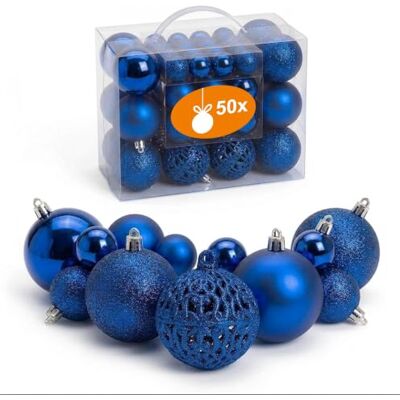 Spetebo Kunststoff Christbaumkugel Set 50-teilig bruchsicher blau Weihnachtskugeln inklusive Metall Haken Weihnachtskugeln Deko Schmuck Anhänger für Weihnachtsbaum Christbaum Tannenbaum Spetebo Kunststoff Christbaumkugel Set 50-teilig bruchsicher blau Weihnachtskugeln inklusive Metall Haken Weihnachtskugeln Deko Schmuck Anhänger für Weihnachtsbaum Christbaum Tannenbaum
