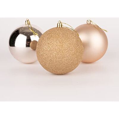 SHATCHI 10 cm/6 Stück Weihnachtskugeln, bruchsicher, Champagner-Gold, Weihnachtsbaumschmuck, Kugel, Ornamente, Kugeln, Weihnachtsdekoration, Urlaubsdekoration, glänzend, matt, glitzernd SHATCHI 10 cm/6 Stück Weihnachtskugeln, bruchsicher, Champagner-Gold, Weihnachtsbaumschmuck, Kugel, Ornamente, Kugeln, Weihnachtsdekoration, Urlaubsdekoration, glänzend, matt, glitzernd