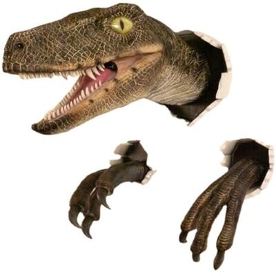 BUAGOUWZ Dinosaurierkopf Wandhalterung Harz Skulptur fürs Wohnzimmer Modern Realistische Dinosaurierkopf-Wand Skulptur aus Harz mit eingelegten , Kopf 13 x 8 cm, Krallen 9 x 4,5 cm, handbemalt BUAGOUWZ Dinosaurierkopf Wandhalterung Harz Skulptur fürs Wohnzimmer Modern Realistische Dinosaurierkopf-Wand Skulptur aus Harz mit eingelegten , Kopf 13 x 8 cm, Krallen 9 x 4,5 cm, handbemalt