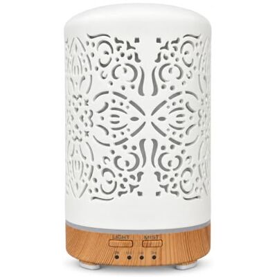 Creative Aroma Diffuser Keramik Ultraschall Diffuser ätherische Öle mit LED Licht 7 Farben – Für Wohnzimmer, Bad & Schlafzimmer – Design Aromadiffuser mit Holzoptik Creative Aroma Diffuser Keramik Ultraschall Diffuser ätherische Öle mit LED Licht 7 Farben – Für Wohnzimmer, Bad & Schlafzimmer – Design Aromadiffuser mit Holzoptik