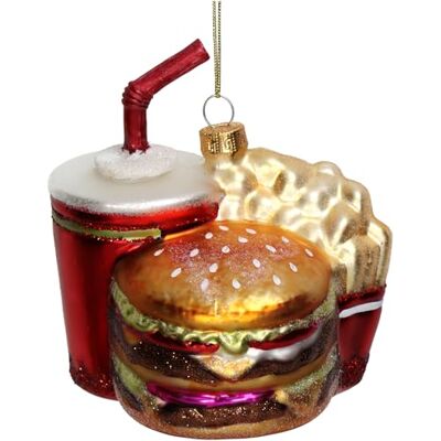 HD Collection Christbaumschmuck Glas 10,7cm Fast Food Menü Figur zum Aufhängen handbemalt & mit Glitzer Weihnachtsbaum Anhänger für Weihnachten Christbaumanhänger & Weihnachtsbaumschmuck HD Collection Christbaumschmuck Glas 10,7cm Fast Food Menü Figur zum Aufhängen handbemalt & mit Glitzer Weihnachtsbaum Anhänger für Weihnachten Christbaumanhänger & Weihnachtsbaumschmuck