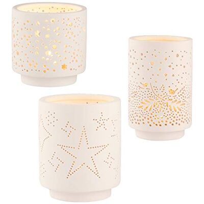 Räder Living Lichterset 3tlg. aus Porzellan in der Farbe Weiß, Maße: 11 x 7 cm, 9 x 7 cm, 7 x 6,5 cm, 89957 Räder Living Lichterset 3tlg. aus Porzellan in der Farbe Weiß, Maße: 11 x 7 cm, 9 x 7 cm, 7 x 6,5 cm, 89957