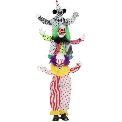 Outsunny Stapelbare Halloween-Animatronics-Clowns Geräuschaktivierte Mit Roten Leuchtenden Augen, Gruselige Lebensgroße Clown-Halloween-Dekoration, Halloween-Deko für Indoor-Party-Requisiten Outsunny Stapelbare Halloween-Animatronics-Clowns Geräuschaktivierte Mit Roten Leuchtenden Augen, Gruselige Lebensgroße Clown-Halloween-Dekoration, Halloween-Deko für Indoor-Party-Requisiten
