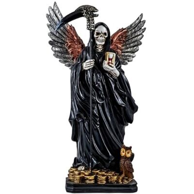 Inmaculada Romero IR Santa Muerte Figur 33 cm. Schwarze Farbe, detailliertes Flügelbild, Harzfarbe. Dicke (mm): 110. Länge (mm): 330. Breite (mm): 180. Inmaculada Romero IR Santa Muerte Figur 33 cm. Schwarze Farbe, detailliertes Flügelbild, Harzfarbe. Dicke (mm): 110. Länge (mm): 330. Breite (mm): 180.