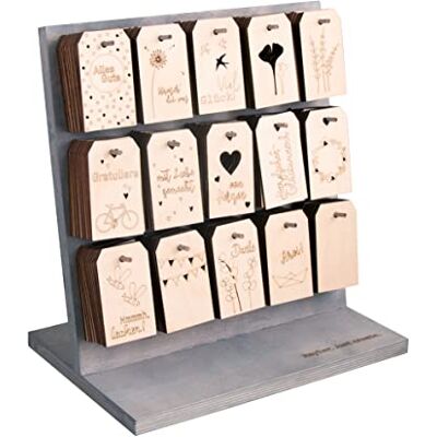 Rayher Display Holz Anhänger Ganzjahresmotive, FSC Zertifiziert, Natur, 15 Designs je 12 Stück, gesamt 180 Geschenkanhänger, Tags, Größe je Anhänger 4,8 x 8,2 cm, 63138505 Rayher Display Holz Anhänger Ganzjahresmotive, FSC Zertifiziert, Natur, 15 Designs je 12 Stück, gesamt 180 Geschenkanhänger, Tags, Größe je Anhänger 4,8 x 8,2 cm, 63138505