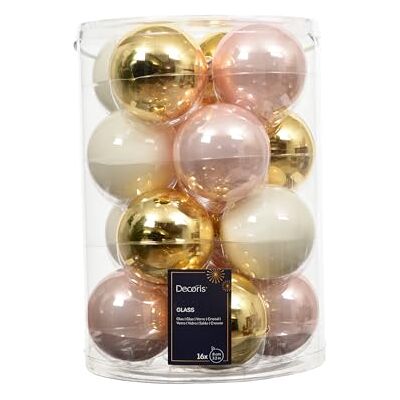 Kaemingk Weihnachtskugeln Glas 8cm 16 Stück glänzend Große Christbaumkugeln Weihnachtsbaumkugeln für Weihnachten Christbaumschmuck & Weihnachtsbaumschmuck Rosa Gold Mix Kaemingk Weihnachtskugeln Glas 8cm 16 Stück glänzend Große Christbaumkugeln Weihnachtsbaumkugeln für Weihnachten Christbaumschmuck & Weihnachtsbaumschmuck Rosa Gold Mix