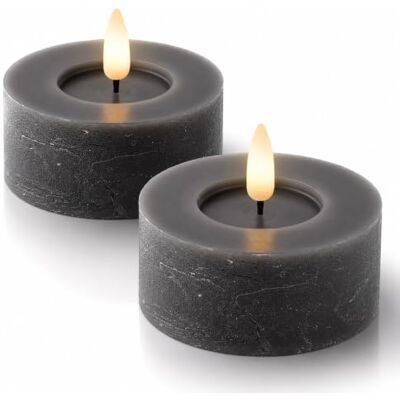 Lumineo LED Kerze 6x7cm mit Timer Wachs 2 Stück Rustik Grau/Warmweiß Timerfunktion flackernde Flamme Effekt Echtwachskerze batteriebetrieben Wachskerze Stumpenkerze Lumineo LED Kerze 6x7cm mit Timer Wachs 2 Stück Rustik Grau/Warmweiß Timerfunktion flackernde Flamme Effekt Echtwachskerze batteriebetrieben Wachskerze Stumpenkerze