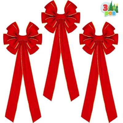 JOYIN 3 große rote Samt-Weihnachtsschleifen, 77,9 cm lang und 26,9 cm breit, riesige Samtschleifen für den Weihnachtsbaum, große Weihnachtskranzschleifen, Weihnachtsdekoration für drinnen und draußen JOYIN 3 große rote Samt-Weihnachtsschleifen, 77,9 cm lang und 26,9 cm breit, riesige Samtschleifen für den Weihnachtsbaum, große Weihnachtskranzschleifen, Weihnachtsdekoration für drinnen und draußen