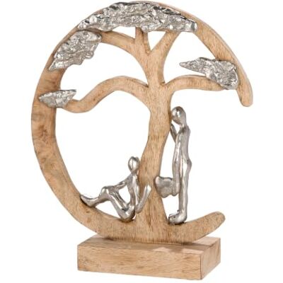 GILDE Skulptur Couple Under a Tree Höhe 32,5 cm Motiv Paar, Baum und Herz Aluminium und Mangoholz naturfarben-silberfarben mit Spruchkärtchen GILDE Skulptur Couple Under a Tree Höhe 32,5 cm Motiv Paar, Baum und Herz Aluminium und Mangoholz naturfarben-silberfarben mit Spruchkärtchen