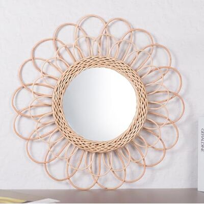 GUANSHAN Handgemachte Rattan Spiegel Wand Dekoration Kreative Rustikale Wand hängende Wand Pediment Hängende Spiegel Wand Kunst Wand Dekor Für Schlafzimmer, Wohnzimmer, Flur GUANSHAN Handgemachte Rattan Spiegel Wand Dekoration Kreative Rustikale Wand hängende Wand Pediment Hängende Spiegel Wand Kunst Wand Dekor Für Schlafzimmer, Wohnzimmer, Flur