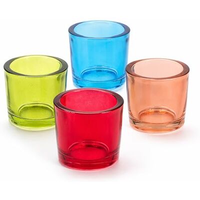 Creativery Teelichtgläser 6,5 x 6 cm aus dickwandigem Glas 4er Set runde Teelichthalter für Teelichter bis 38 mm Kerzengläser für kleine Kerzen & Votivkerzen bis Ø 4 cm Windlichter Bunt Creativery Teelichtgläser 6,5 x 6 cm aus dickwandigem Glas 4er Set runde Teelichthalter für Teelichter bis 38 mm Kerzengläser für kleine Kerzen & Votivkerzen bis Ø 4 cm Windlichter Bunt