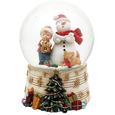 Dekohelden24 Schneekugel Schneemann mit Kind und Trompete auf Sockel mit Musiknoten und Spielwerk, Melodie: Oh du Fröhliche, Maße H/B/Ø Kugel: 14,5 x 10,5 cm Ø 10 cm. Dekohelden24 Schneekugel Schneemann mit Kind und Trompete auf Sockel mit Musiknoten und Spielwerk, Melodie: Oh du Fröhliche, Maße H/B/Ø Kugel: 14,5 x 10,5 cm Ø 10 cm.