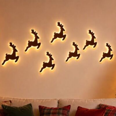 Generic LED-Rentier-Wanddekorationen Festliche Weihnachtsbeleuchtung Weihnachtsdeko LED Rentier Wanddeko, 7er 3D Rentier Weihnachtsbeleuchtung Innen Wand Deko Generic LED-Rentier-Wanddekorationen Festliche Weihnachtsbeleuchtung Weihnachtsdeko LED Rentier Wanddeko, 7er 3D Rentier Weihnachtsbeleuchtung Innen Wand Deko
