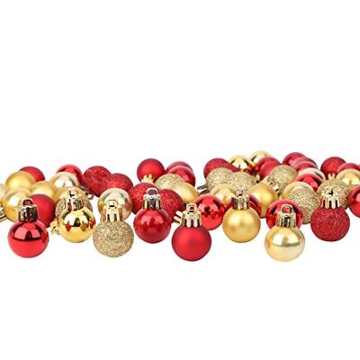 Toyland ® Set mit 64 Mini-Weihnachtskugeln, 32 rot, 32 Gold, 2,5 cm (25 mm) Toyland ® Set mit 64 Mini-Weihnachtskugeln, 32 rot, 32 Gold, 2,5 cm (25 mm)