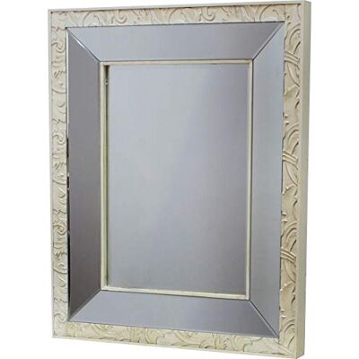 DRW 097568 Wandspiegel, mit Blumen, 75 x 95 x 5 cm, silberfarben DRW 097568 Wandspiegel, mit Blumen, 75 x 95 x 5 cm, silberfarben