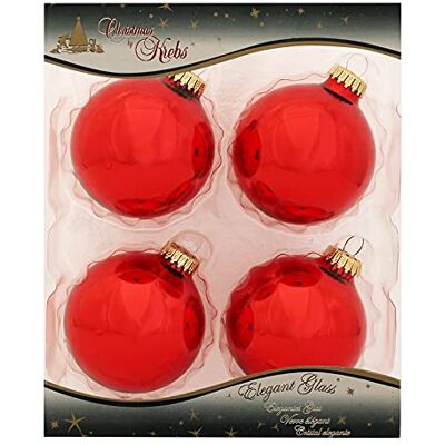 Krebs Glas Lauscha Weihnachtsrot, Kugeln uni 8 cm Krebs Glas Lauscha Weihnachtsrot, Kugeln uni 8 cm
