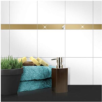 WANDKINGS Fliesenaufkleber 5 x 20 cm, 50 Stück Gold GLÄNZEND WANDKINGS Fliesenaufkleber 5 x 20 cm, 50 Stück Gold GLÄNZEND