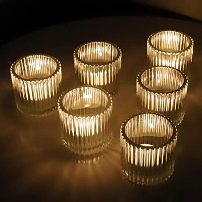 Generic Vohocandle Klar Teelichthalter Glas Satz von 6, Teelichtgläser Vintage für Hochzeit Party, Teelichtglas Kerzenhalter für Tisch Centerpiece Generic Vohocandle Klar Teelichthalter Glas Satz von 6, Teelichtgläser Vintage für Hochzeit Party, Teelichtglas Kerzenhalter für Tisch Centerpiece