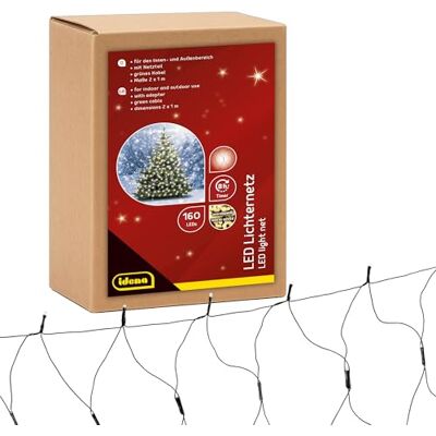 Idena 31899 LED Lichternetz mit 160 LEDs in Warmweiß, ca. 2 x 1 m, für Außen & Innen, mit 8 Stunden Timer Funktion und Transformator, als Party Deko, Weihnachtsdeko, zur Hochzeit Idena 31899 LED Lichternetz mit 160 LEDs in Warmweiß, ca. 2 x 1 m, für Außen & Innen, mit 8 Stunden Timer Funktion und Transformator, als Party Deko, Weihnachtsdeko, zur Hochzeit