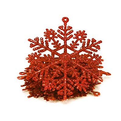 Creativery Weihnachtsschmuck Glitzer Schneeflocken Kunststoff 10cm x 10 Stück Anhänger Farbauswahl: rot 250 Creativery Weihnachtsschmuck Glitzer Schneeflocken Kunststoff 10cm x 10 Stück Anhänger Farbauswahl: rot 250