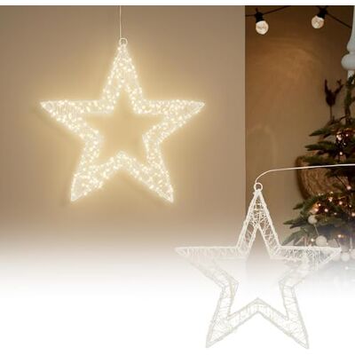 ECD Germany LED-Weihnachtsstern 50cm mit 1440 warmweißen LEDs und Timer, Innen/Außen, IP44 Wasserdicht, Leuchtstern aus Metall, LED Drahtstern zum Aufhängen für Weihnachten, Weihnachtsdeko Fensterdeko ECD Germany LED-Weihnachtsstern 50cm mit 1440 warmweißen LEDs und Timer, Innen/Außen, IP44 Wasserdicht, Leuchtstern aus Metall, LED Drahtstern zum Aufhängen für Weihnachten, Weihnachtsdeko Fensterdeko