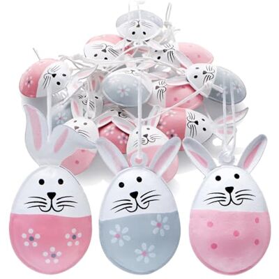 com-four ® 12x Dekoaufhänger Ostern, Osterhase in Ei-Form aus robustem Osterdeko zum Aufhängen an Strauch Baum Tür und Fenster com-four ® 12x Dekoaufhänger Ostern, Osterhase in Ei-Form aus robustem Osterdeko zum Aufhängen an Strauch Baum Tür und Fenster