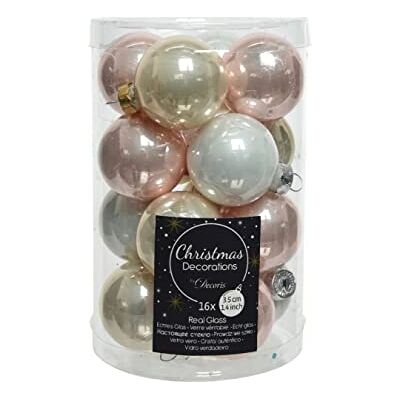 Decoris Weihnachtskugeln Glas 35mm x 16 Stück kleine Christbaumkugeln Mix Hellrosa zartrosa winterweiß Perle Decoris Weihnachtskugeln Glas 35mm x 16 Stück kleine Christbaumkugeln Mix Hellrosa zartrosa winterweiß Perle