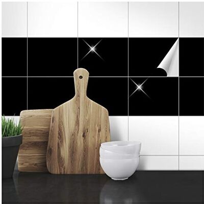 WANDKINGS Fliesenaufkleber 14,5 x 19,5 cm, 20 Stück SCHWARZ GLÄNZEND WANDKINGS Fliesenaufkleber 14,5 x 19,5 cm, 20 Stück SCHWARZ GLÄNZEND