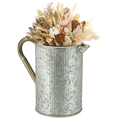 Relaxdays Vintage Krug, verzinktes Metall, Blumenvase Trockenblumen, Landhaus Deko, Garten, Balkon, Wohnzimmer, Silber Relaxdays Vintage Krug, verzinktes Metall, Blumenvase Trockenblumen, Landhaus Deko, Garten, Balkon, Wohnzimmer, Silber