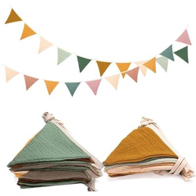 Carreneu 2 Stück Wimpelkette Kinderzimmer Wimpelkette Stoff Wimpel Girlande 2.6m Aus Musselin 100% Baumwolle Wetterfest Reißfest Wiederverwendbar Wanddeko Geschenk Girlande Kinderzimmer Deko zum Aufhängen Carreneu 2 Stück Wimpelkette Kinderzimmer Wimpelkette Stoff Wimpel Girlande 2.6m Aus Musselin 100% Baumwolle Wetterfest Reißfest Wiederverwendbar Wanddeko Geschenk Girlande Kinderzimmer Deko zum Aufhängen
