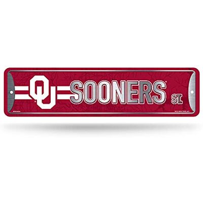 Rico Industries NCAA Oklahoma Sooners Heimdekoration Metall-Straßenschild (10,2 x 38,1 cm) – ideal für Zuhause, Büro, Schlafzimmer und Männerhöhle – hergestellt Rico Industries NCAA Oklahoma Sooners Heimdekoration Metall-Straßenschild (10,2 x 38,1 cm) – ideal für Zuhause, Büro, Schlafzimmer und Männerhöhle – hergestellt