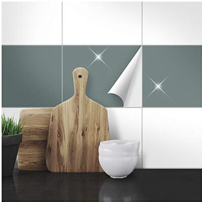 WANDKINGS Fliesenaufkleber 19,5 x 24,5 cm, 20 Stück MAUSGRAU GLÄNZEND WANDKINGS Fliesenaufkleber 19,5 x 24,5 cm, 20 Stück MAUSGRAU GLÄNZEND