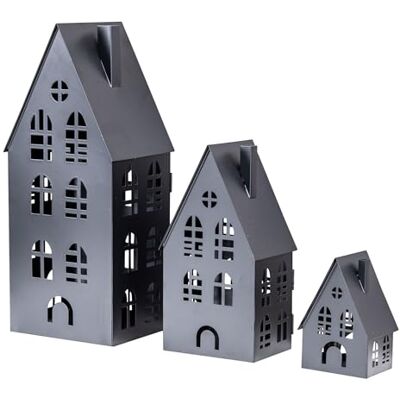 levandeo 3er Set Laterne Haus H13-37cm Metall Schwarz Deko Windlicht ndustrial Style Lichtdeko Lichterhaus Weihnachtsdeko Winterdekor levandeo 3er Set Laterne Haus H13-37cm Metall Schwarz Deko Windlicht ndustrial Style Lichtdeko Lichterhaus Weihnachtsdeko Winterdekor