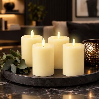 Spetebo LED Kerze 4er Set Creme mit Timer batteriebetrieben 9 x 7 cm Künstliche Wachs Stumpenkerze warmweiß mit Flacker Effekt für Innen Laterne Hochzeit Weihnachten Advent Deko Beleuchtung Spetebo LED Kerze 4er Set Creme mit Timer batteriebetrieben 9 x 7 cm Künstliche Wachs Stumpenkerze warmweiß mit Flacker Effekt für Innen Laterne Hochzeit Weihnachten Advent Deko Beleuchtung