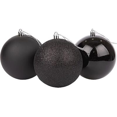SHATCHI 10 cm/3 Stück Weihnachtskugeln, bruchsicher, schwarz, Weihnachtsbaumschmuck, Kugel, Ornamente, Kugeln, Weihnachtsdekoration, Urlaubsdekoration, glänzend, matt, glitzernd SHATCHI 10 cm/3 Stück Weihnachtskugeln, bruchsicher, schwarz, Weihnachtsbaumschmuck, Kugel, Ornamente, Kugeln, Weihnachtsdekoration, Urlaubsdekoration, glänzend, matt, glitzernd