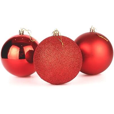 SHATCHI 10 cm/3 Stück Weihnachtskugeln, bruchsicher, rot, Weihnachtsbaumschmuck, Kugel, Ornamente, Kugeln, Weihnachtsdekoration, Urlaubsdekoration, glänzend, matt, glitzernd SHATCHI 10 cm/3 Stück Weihnachtskugeln, bruchsicher, rot, Weihnachtsbaumschmuck, Kugel, Ornamente, Kugeln, Weihnachtsdekoration, Urlaubsdekoration, glänzend, matt, glitzernd