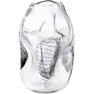 Glas Art Vase Grid klar, schwarz Glas durchgefärbt Höhe 32cm wasserdichte Blumenvase Glas Art Vase Grid klar, schwarz Glas durchgefärbt Höhe 32cm wasserdichte Blumenvase