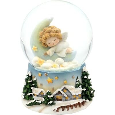Dekohelden24 Schneekugel, Engel schlafend auf Mond, mit Spielwerk, Melodie: Stille Nacht, auf aufwendig dekoriertem Sockel, L/B/H/Ø Kugel 10 x 11 x 15 cm Ø 10 cm. Dekohelden24 Schneekugel, Engel schlafend auf Mond, mit Spielwerk, Melodie: Stille Nacht, auf aufwendig dekoriertem Sockel, L/B/H/Ø Kugel 10 x 11 x 15 cm Ø 10 cm.