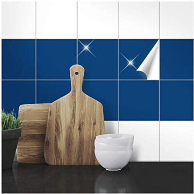 WANDKINGS Fliesenaufkleber 15 x 15 cm, 20 Stück DUNKELBLAU GLÄNZEND WANDKINGS Fliesenaufkleber 15 x 15 cm, 20 Stück DUNKELBLAU GLÄNZEND