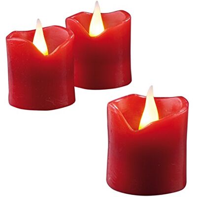hellum LED Wachskerze rot, 6x Kerzen mit Batterien (CR2032), Echtwachs LED Kerzen rot mit flackernde Flamme warmweiß 5x5,5cm, Weihnachtsbeleuchtung Deko, für Advent, Weihnachten 572117 hellum LED Wachskerze rot, 6x Kerzen mit Batterien (CR2032), Echtwachs LED Kerzen rot mit flackernde Flamme warmweiß 5x5,5cm, Weihnachtsbeleuchtung Deko, für Advent, Weihnachten 572117