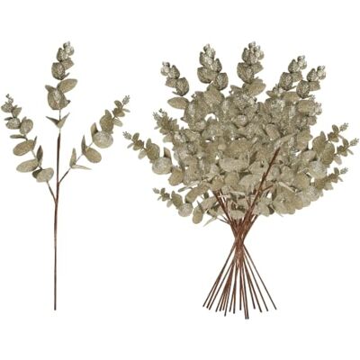 SHATCHI Weihnachtsbaum-Eukalyptus-Stiele, künstliche Picks, 55 cm, Champagner, 18 Glitzer, Blätter, Zweige dekorieren Weihnachtsbäume, Kränze, Girlanden, Vase, DIY Handwerk, festliche Blumenarrangements SHATCHI Weihnachtsbaum-Eukalyptus-Stiele, künstliche Picks, 55 cm, Champagner, 18 Glitzer, Blätter, Zweige dekorieren Weihnachtsbäume, Kränze, Girlanden, Vase, DIY Handwerk, festliche Blumenarrangements