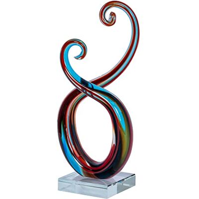 levandeo Skulptur H28cm Glas Glasdeko Blau Rot Deko Design Figur Unikat Tischdeko Geschenk Dekofigur levandeo Skulptur H28cm Glas Glasdeko Blau Rot Deko Design Figur Unikat Tischdeko Geschenk Dekofigur