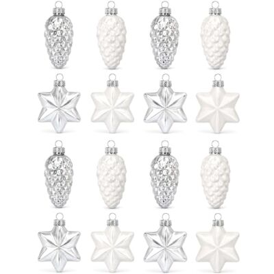 com-four ® 16x Weihnachtsbaumanhänger aus Glas Sterne & Zapfen Edler Christbaumschmuck zum Aufhängen 16-teiliges Set für Tannenbaum, Weihnachtsbaum und festliche Dekoration com-four ® 16x Weihnachtsbaumanhänger aus Glas Sterne & Zapfen Edler Christbaumschmuck zum Aufhängen 16-teiliges Set für Tannenbaum, Weihnachtsbaum und festliche Dekoration