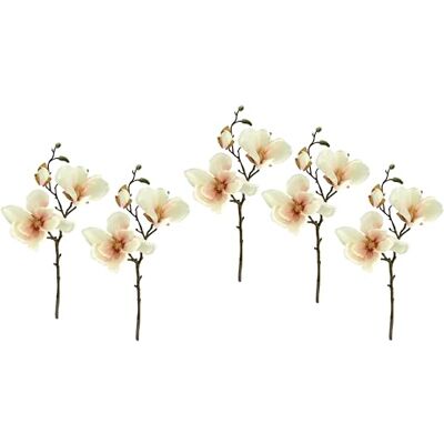 Flair Flower Künstlicher Magnolienzweig 38 cm – 5er Set Kunstblumen Magnolie Blume weiß rosa – Realistische Seidenblumen Deko für Vase Frühling Hochzeit Wohnzimmer Flair Flower Künstlicher Magnolienzweig 38 cm – 5er Set Kunstblumen Magnolie Blume weiß rosa – Realistische Seidenblumen Deko für Vase Frühling Hochzeit Wohnzimmer