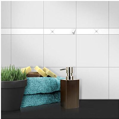 WANDKINGS Fliesenaufkleber 5 x 20 cm, 20 Stück WEIß GLÄNZEND WANDKINGS Fliesenaufkleber 5 x 20 cm, 20 Stück WEIß GLÄNZEND
