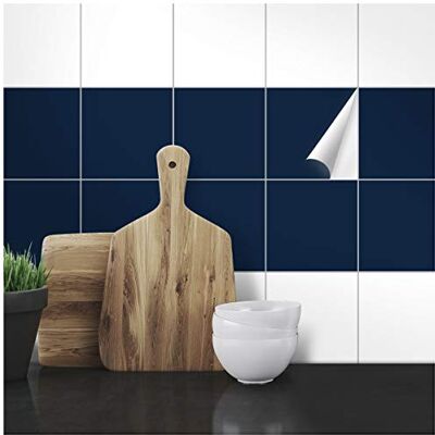 WANDKINGS Fliesenaufkleber 15 x 15 cm, 20 Stück STAHLBLAU SEIDENMATT WANDKINGS Fliesenaufkleber 15 x 15 cm, 20 Stück STAHLBLAU SEIDENMATT