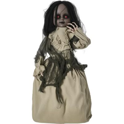 Outsunny 83cm Halloween Dekoration Bewegliche Geisterpuppe Mit Spezialeffekten Und Soundfunktion, Rote Augen Mit Leuchtern, Motorisierte Räder, Horrorpuppe Outsunny 83cm Halloween Dekoration Bewegliche Geisterpuppe Mit Spezialeffekten Und Soundfunktion, Rote Augen Mit Leuchtern, Motorisierte Räder, Horrorpuppe