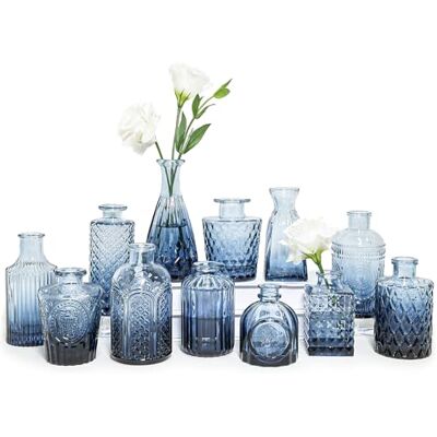 SUPMIND Glasvasen, 12 Stück, kleine Blaue Blumenvasen für Tafelaufsätze, Mini-Vintage-Vase für Hochzeit, Zuhause, Tischdekoration SUPMIND Glasvasen, 12 Stück, kleine Blaue Blumenvasen für Tafelaufsätze, Mini-Vintage-Vase für Hochzeit, Zuhause, Tischdekoration