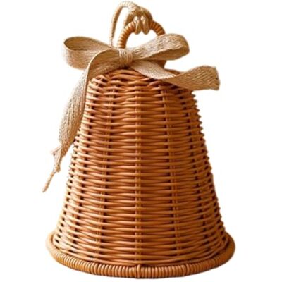 TusaMer Weihnachtsglocken-Ornament, handgewebte Rattan-Dekoglocken mit Schleife, dekorative Weihnachtsdekoration, Heimdekoration für Dekoration, Baumschmuck TusaMer Weihnachtsglocken-Ornament, handgewebte Rattan-Dekoglocken mit Schleife, dekorative Weihnachtsdekoration, Heimdekoration für Dekoration, Baumschmuck